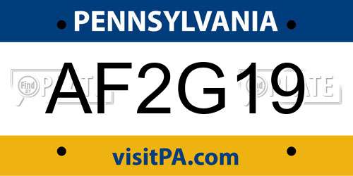 AF2G19 Pennsylvania License Plate