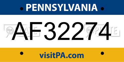 AF32274 Pennsylvania License Plate