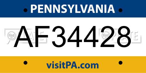 AF34428 Pennsylvania License Plate