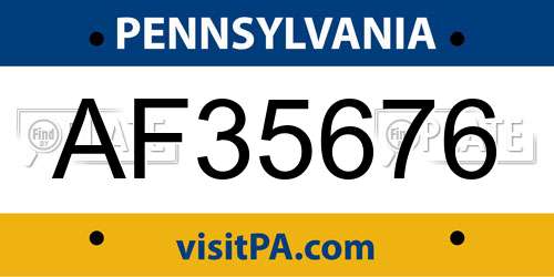 AF35676 Pennsylvania License Plate
