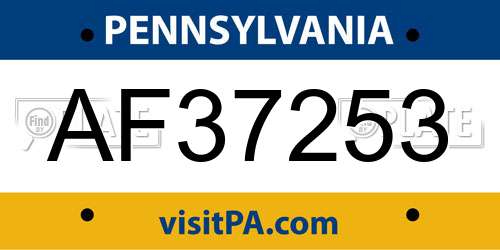 AF37253 Pennsylvania License Plate