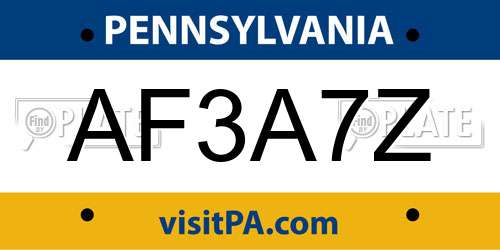 AF3A7Z Pennsylvania License Plate