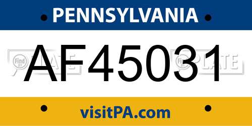 AF45031 Pennsylvania License Plate
