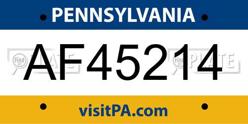AF45214 Pennsylvania License Plate