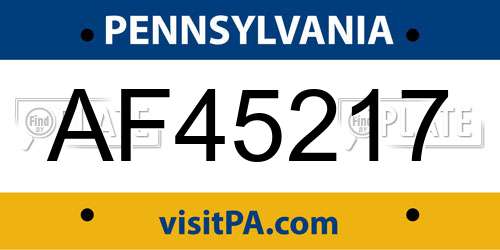 AF45217 Pennsylvania License Plate