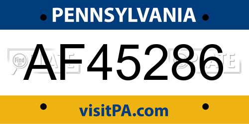 AF45286 Pennsylvania License Plate