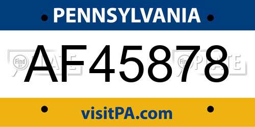 AF45878 Pennsylvania License Plate