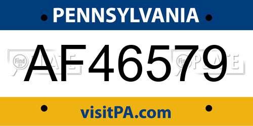 AF46579 Pennsylvania License Plate
