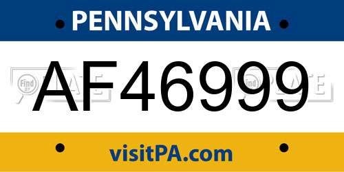 AF46999 Pennsylvania License Plate