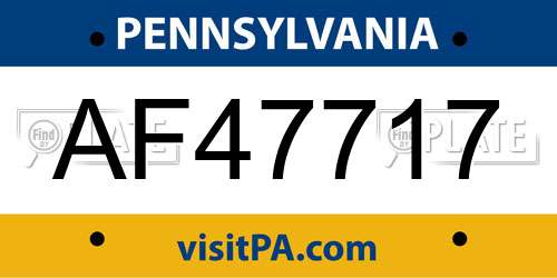 AF47717 Pennsylvania License Plate