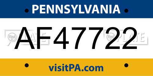 AF47722 Pennsylvania License Plate
