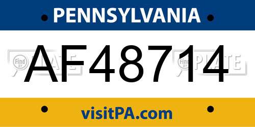 AF48714 Pennsylvania License Plate