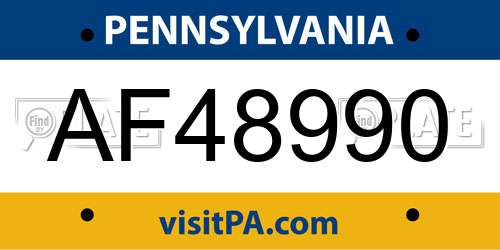 AF48990 Pennsylvania License Plate