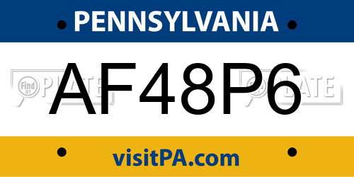 AF48P6 Pennsylvania License Plate