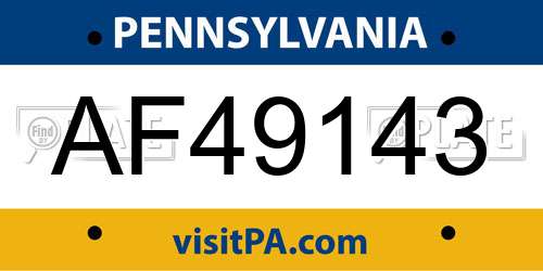 AF49143 Pennsylvania License Plate