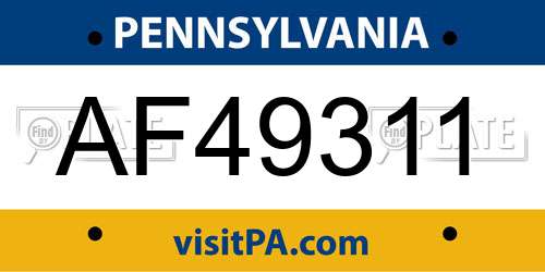AF49311 Pennsylvania License Plate