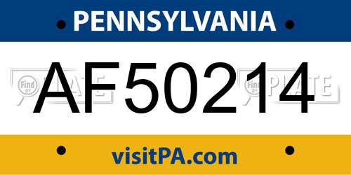 AF50214 Pennsylvania License Plate