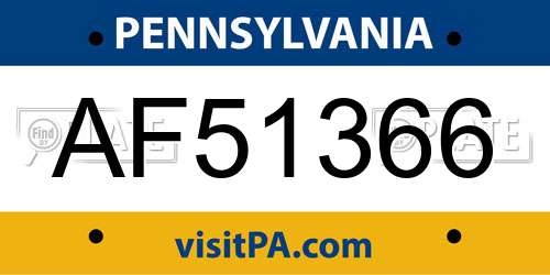 AF51366 Pennsylvania License Plate