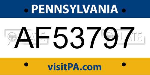 AF53797 Pennsylvania License Plate