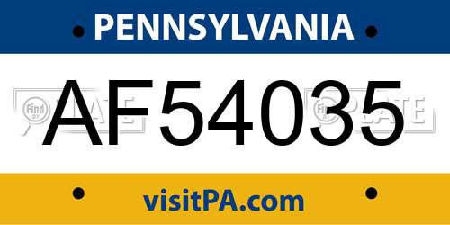 AF54035 Pennsylvania License Plate