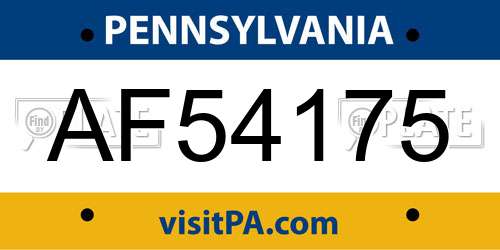 AF54175 Pennsylvania License Plate