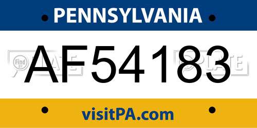AF54183 Pennsylvania License Plate