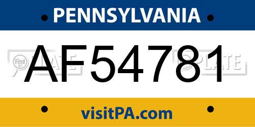 AF54781 Pennsylvania License Plate