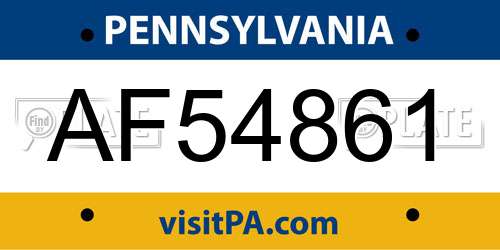 AF54861 Pennsylvania License Plate