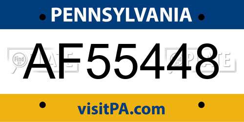 AF55448 Pennsylvania License Plate