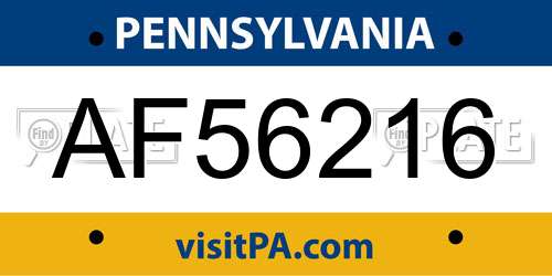 AF56216 Pennsylvania License Plate