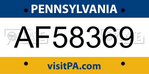 AF58369 Pennsylvania License Plate