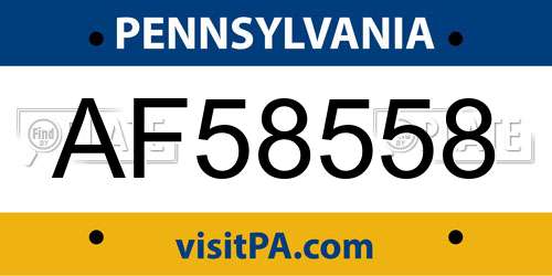 AF58558 Pennsylvania License Plate