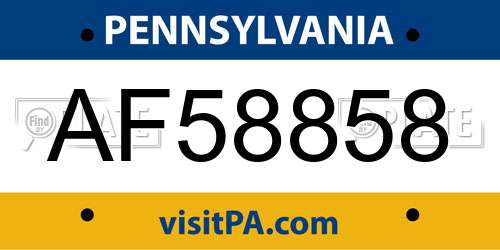 AF58858 Pennsylvania License Plate