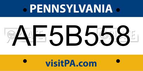 AF5B558 Pennsylvania License Plate