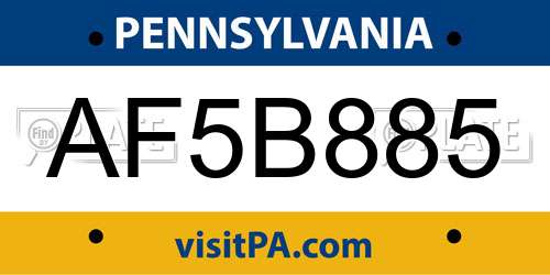 AF5B885 Pennsylvania License Plate