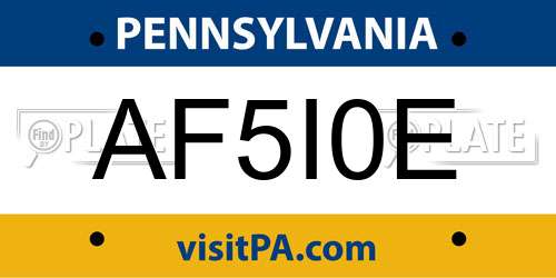AF5I0E Pennsylvania License Plate