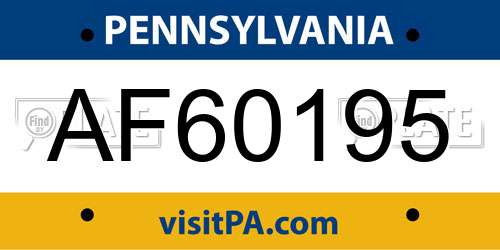 AF60195 Pennsylvania License Plate
