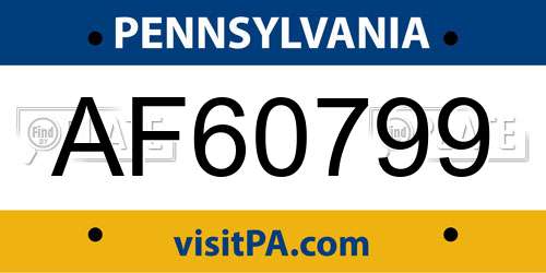 AF60799 Pennsylvania License Plate