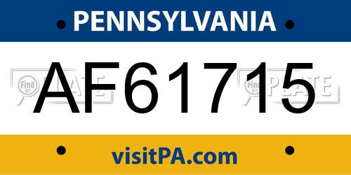 AF61715 Pennsylvania License Plate