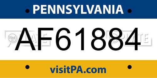 AF61884 Pennsylvania License Plate