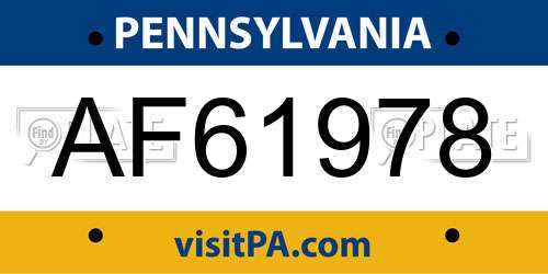 AF61978 Pennsylvania License Plate