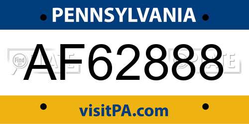 AF62888 Pennsylvania License Plate