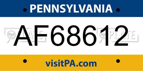 AF68612 Pennsylvania License Plate