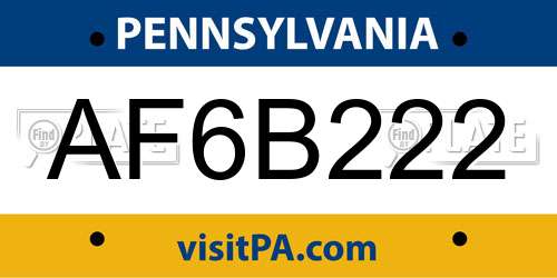 AF6B222 Pennsylvania License Plate