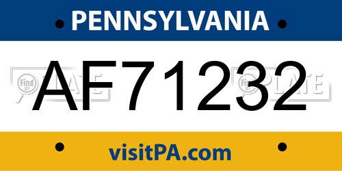 AF71232 Pennsylvania License Plate