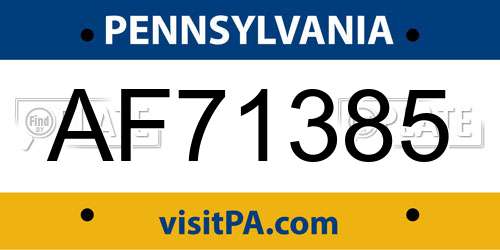 AF71385 Pennsylvania License Plate