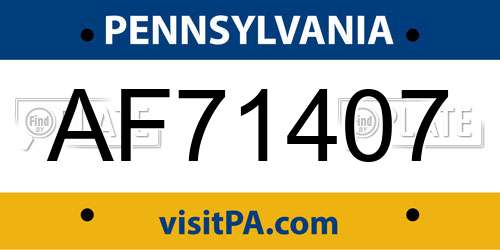 AF71407 Pennsylvania License Plate