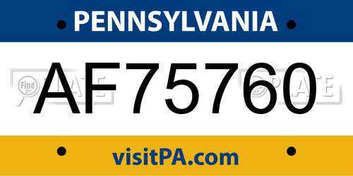 AF75760 Pennsylvania License Plate