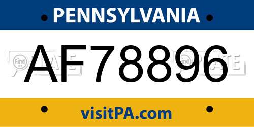AF78896 Pennsylvania License Plate