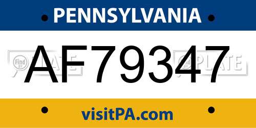 AF79347 Pennsylvania License Plate